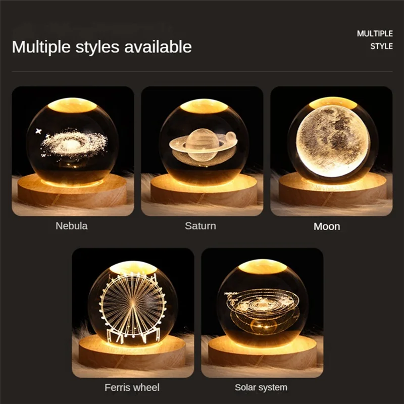 Хрустальный шар ночник с базой светодиодная настольная лампа освещенные звезды