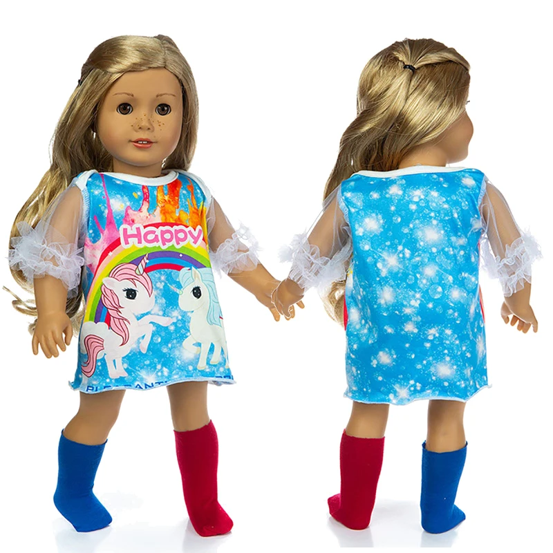 

Новая одежда с единорогом, юбка подходит для кукол американской девочки, 18-дюймовая кукла, рождественский подарок для девочки (продаем толь...
