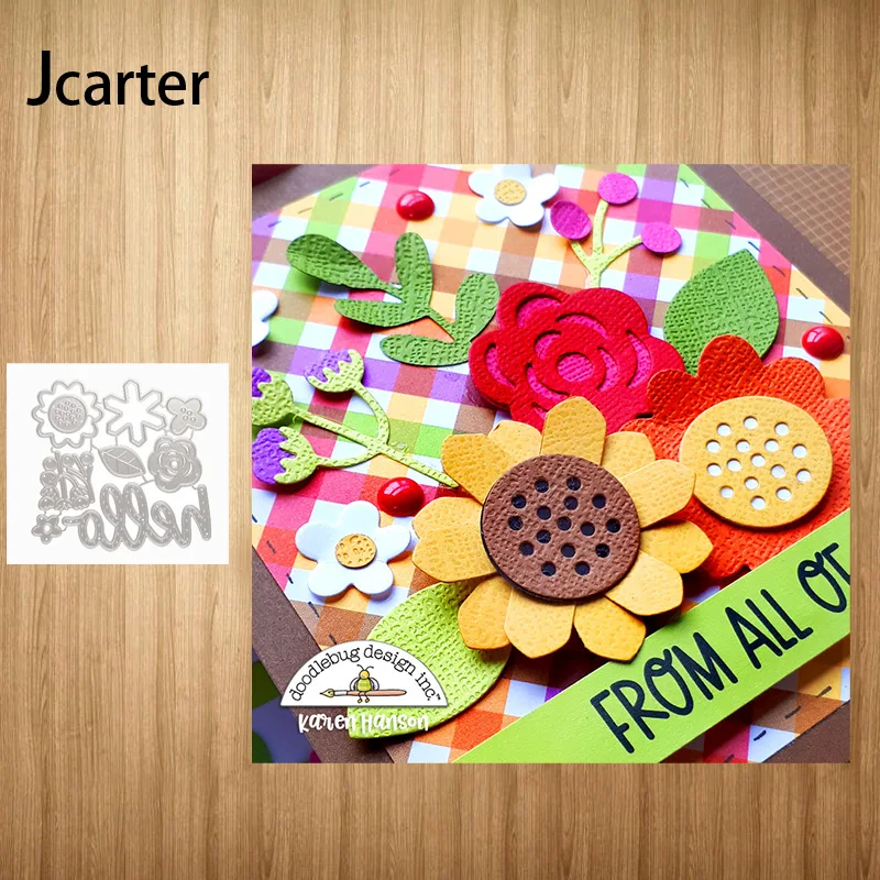 

Hello Flowers Mold Craft Embossing Stencil for Scrapbooking Frame Diy Handmade Tools Album Model Punch Blade Decoration Template