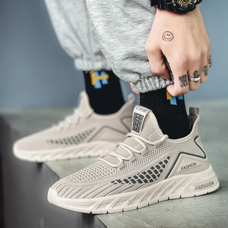 Men Running Shoes Breathable Outdoor Sports Shoes Lightweight Sneakers for Men Comfortable Athletic Training Full Knit Footwear