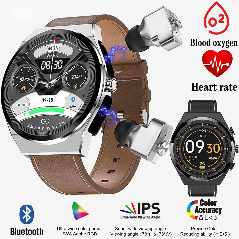 

2in1 TWS Earphone Smartwatch Blue Tooth Sports Music Heath Excellent Sound 280 mAh 2 in 1 JM08 Smart Watch Men Women PK GT3pro