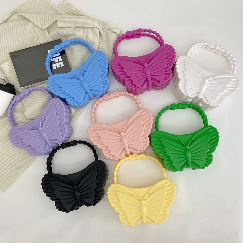 

Новинка лета 2023, ярко-розовая пляжная дизайнерская модная Милая квадратная мини-сумка-тоут с бабочками, женская сумка-тоут