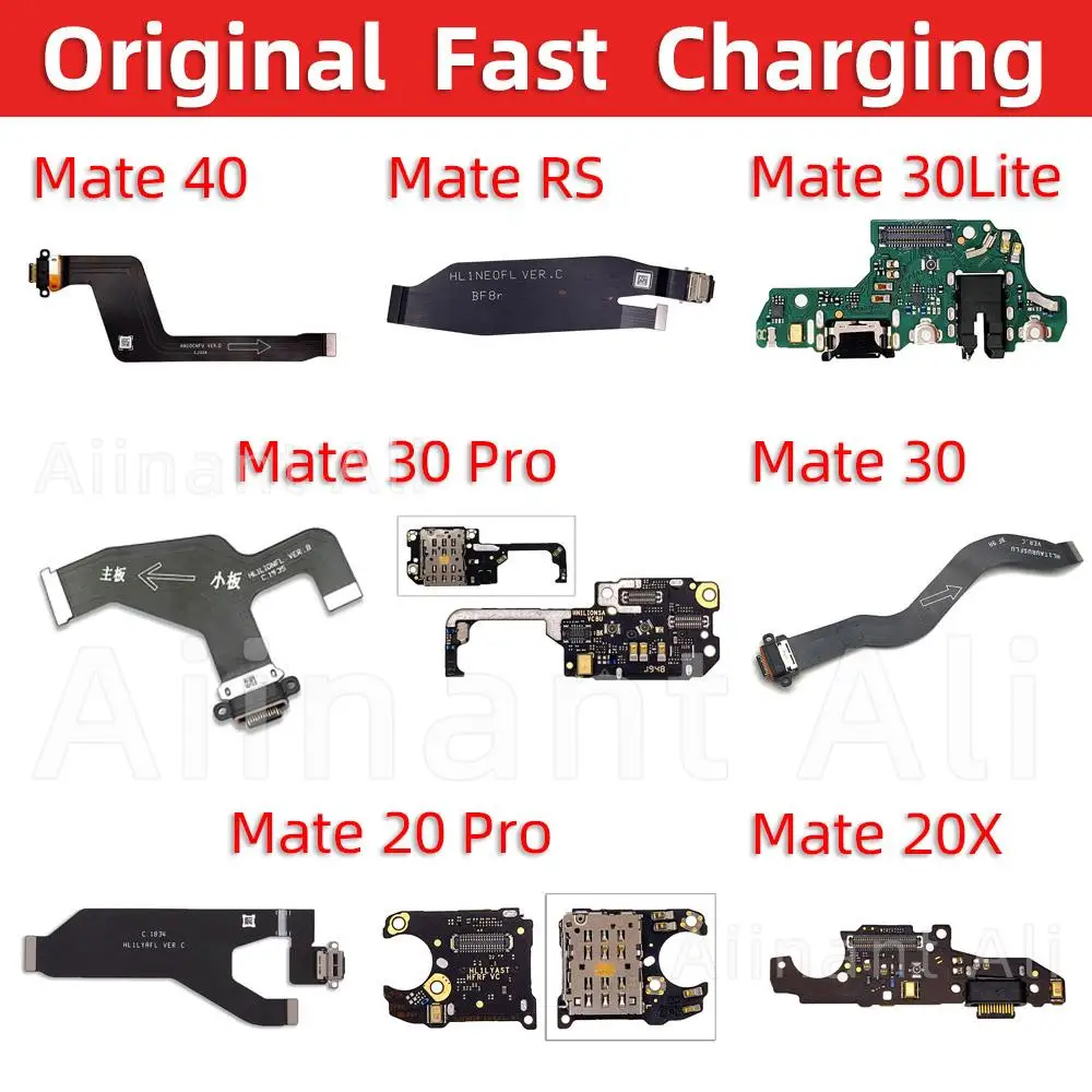 

Original USB Fast Charger Dock Connector Charging Board Flex Cable For Huawei Mate 20 20X 30 40 40E Lite Pro RS Sim Phone Parts