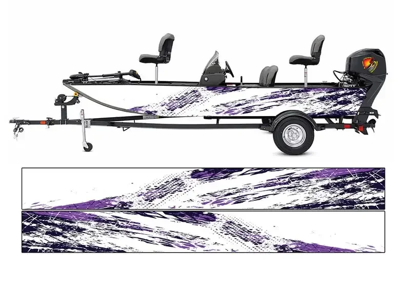 Сверкающие фиолетовые абстрактные линии графическая лодка виниловая наклейка