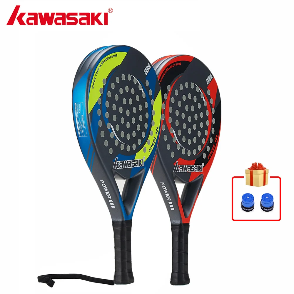 Kawasaki Brand Padel Tennis Carbon Fiber Soft EVA Face Tennis Paddle Racquet Racket with Padle Bag Cover Power 600