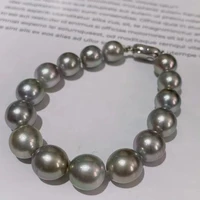 charming 7 510 12mm natural south sea genuine gray round pearl bracelet for woman free shipping women jewelry luxury