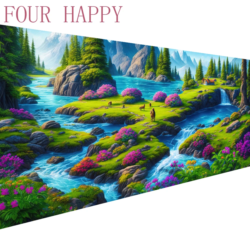

DIY Large Diamond Painting, 5D, Cross Stitch,Garden,Mountain,Wall Art ,Painting,Full Round Drill,Home Decor, Landscape