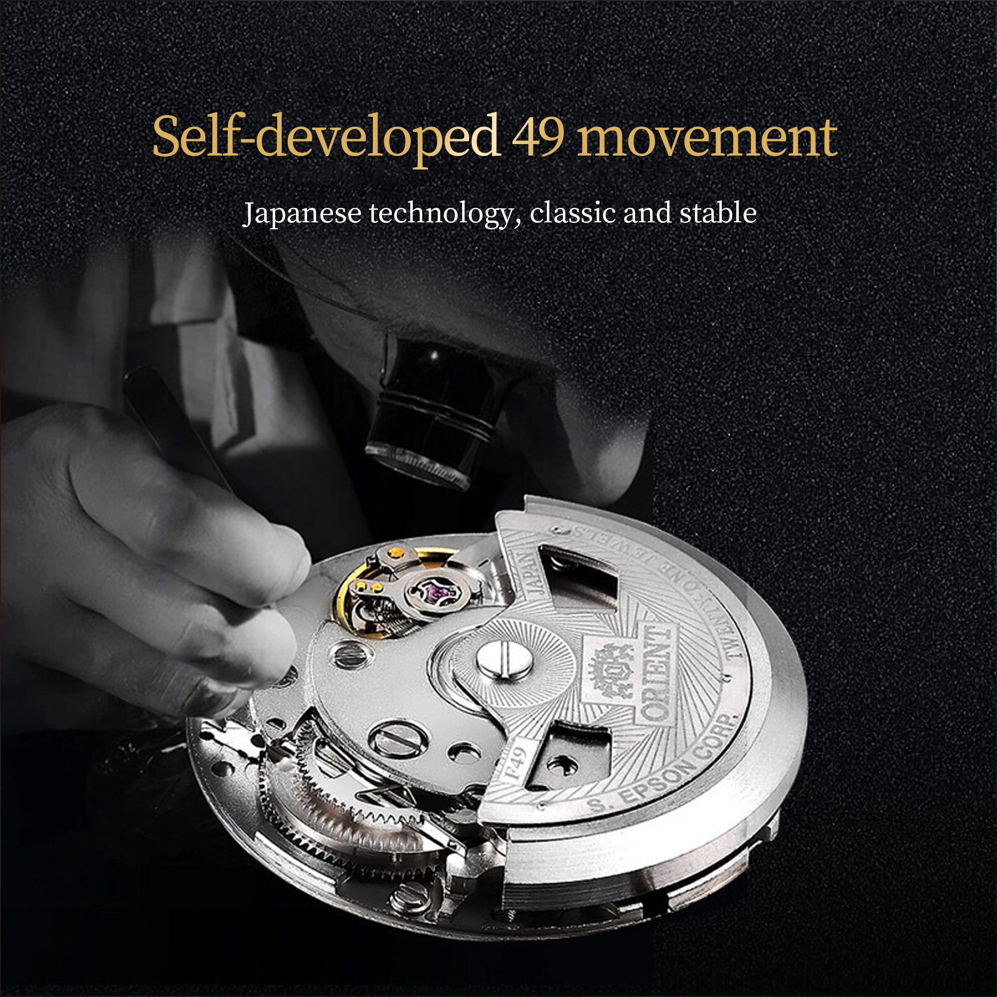 Скидка Оригинальные механические часы Orient для мужчин, японские золотые часы из нержавеющей стали, современные антикварные, азиатские, ограниченна...