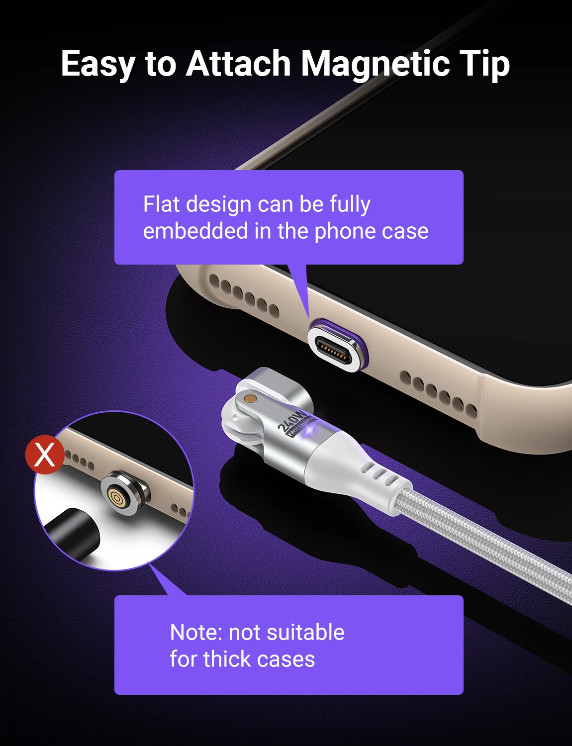 AUFU 240 Вт Магнитный кабель USB C — Type Кабель для быстрой зарядки 100 60 iPhone MacBook Xiaomi