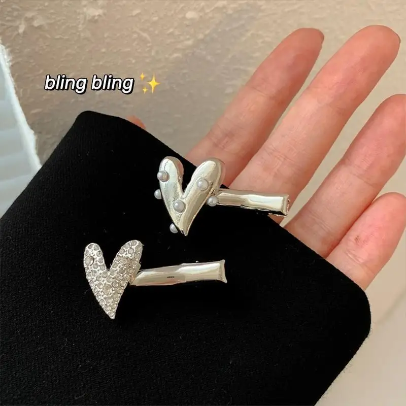 

Sweet and versatile broken hair clip alloy hairpin girl delicate hair clip female pearl rhinestone love hairpin