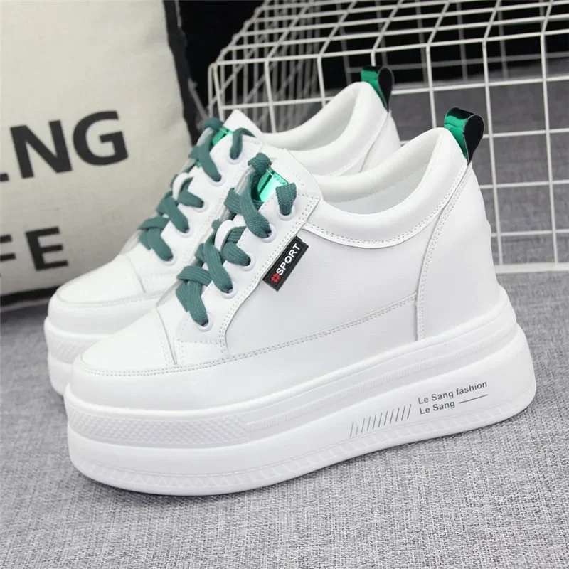 

Height Increasing Shoes 10CM Heels Spring Autumn Wedges Breathable Women Sneakers Casual Platform Trainers White Shoes CB-38