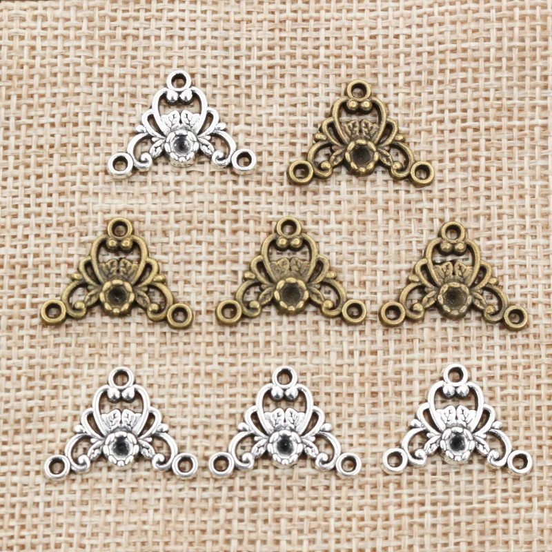 

40pcs 14x19mm Antique Silver Plated Bronze Flower Style Connector Charm Pendant DIY Jewelry Supplies for Bracelet Necklace