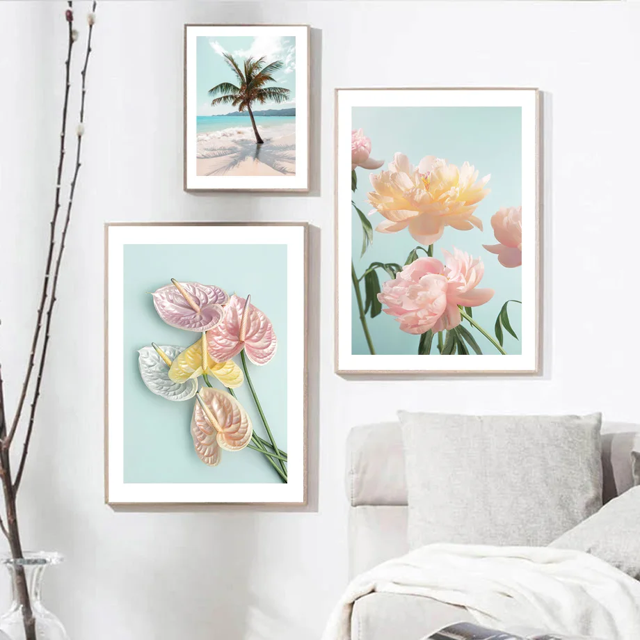 Морская волна морской цветок Северный настенное искусство холст постеры и