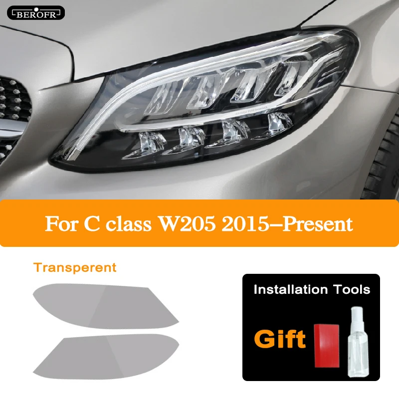 

Защитная Затемняющая пленка для передних фар Mercedes Benz C Class W205 AMG, дымчато-черная прозрачная наклейка из ТПУ, аксессуары