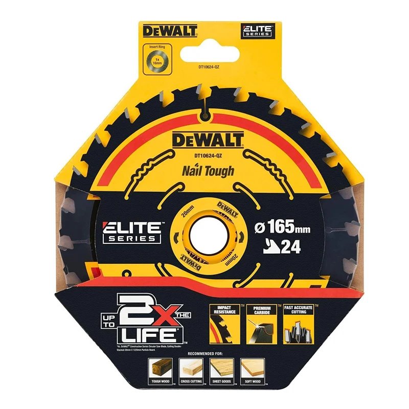 Строительная циркулярная пила DEWALT DT10624 165x20 мм 24T