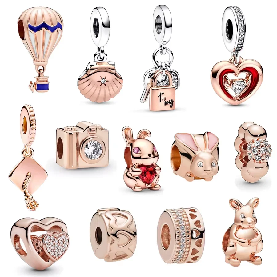 Розовое золото двухцветное сияющее сердце и морская ракушка культивированный