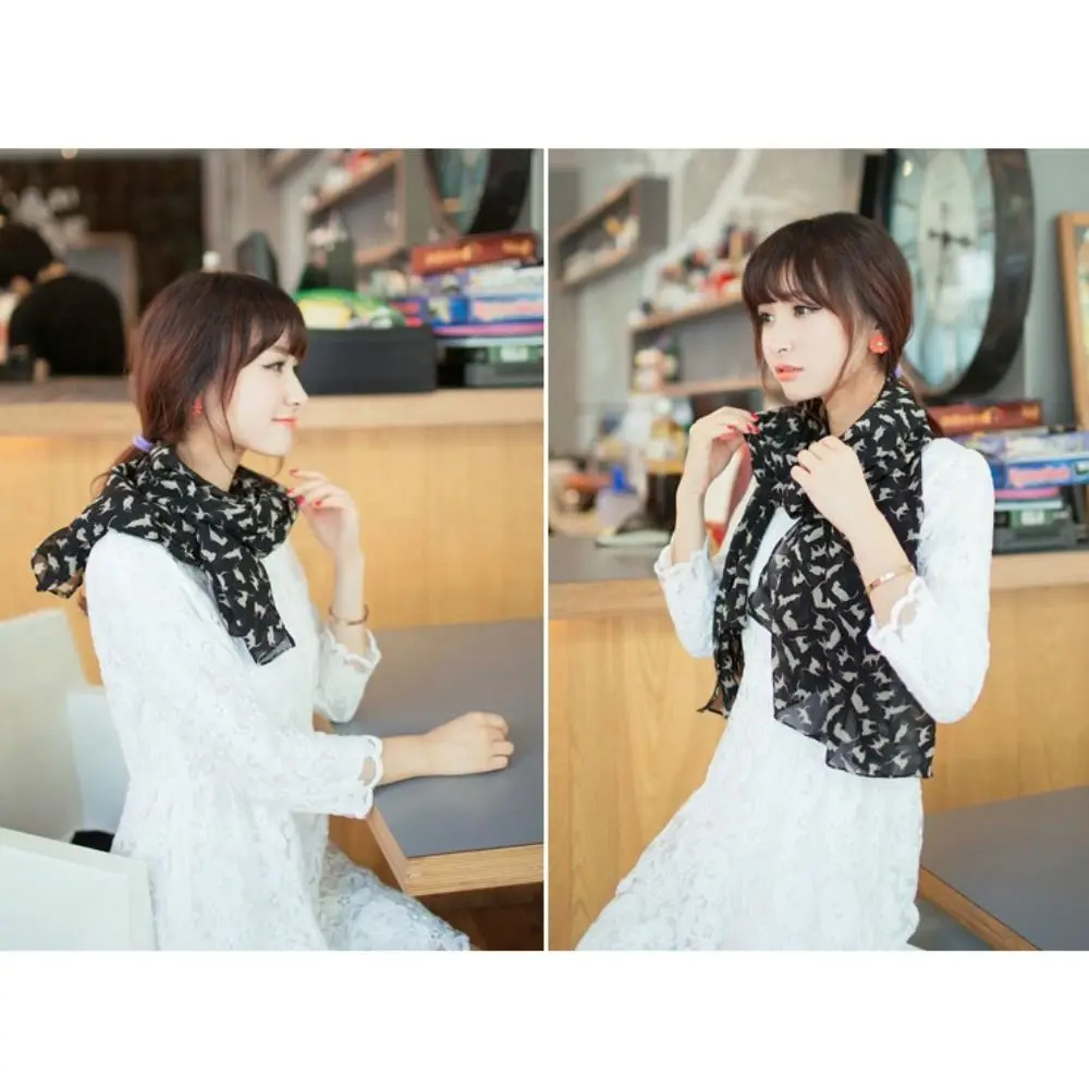 Красочный шифоновый шарф для женщин и девочек подарок с граффити принтом кота