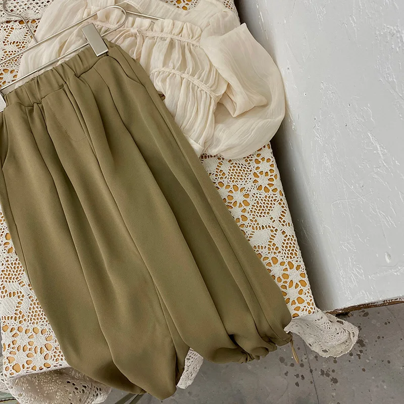 RiniLucia Toddler Kids Girls' Summer Clothes Outfit Sets Baby Pleated Tops Wide Leg Pants Suits for Girls Child Clothing Sets