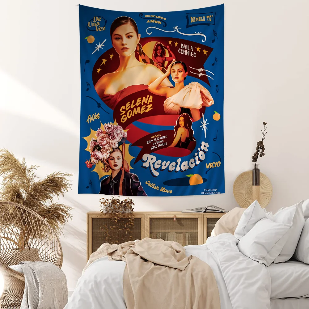 S-Selena G-Gomez Cartoon Tapestry For Living Room Home Dorm Decor INS