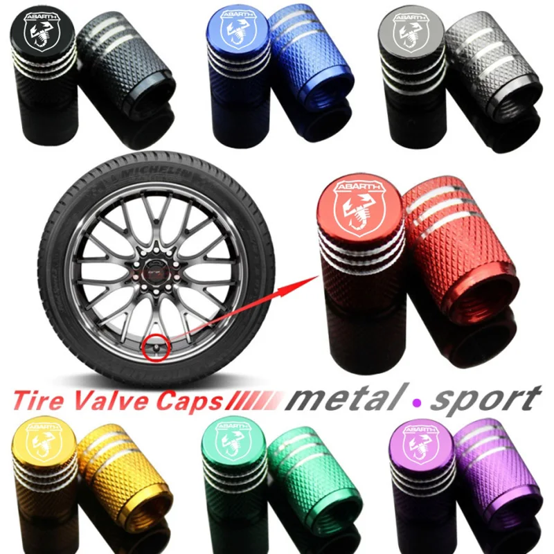 

Sport Styling Auto Accessories Car Wheel Tire Valve Caps Case For Abarth 207A 208A 209A 500 595 695 750 850 ect. (4Piece/set)