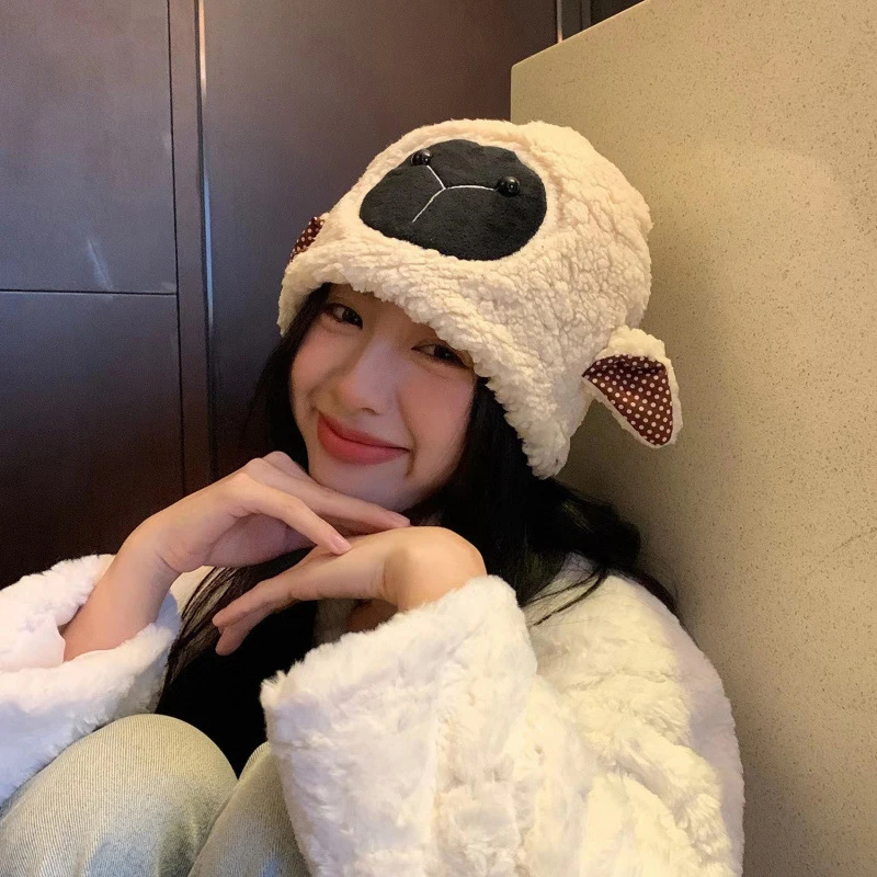 1 шт. плюшевая утолщенная теплая пуловерная шапка из овечьей шерсти Y2K для женщин
