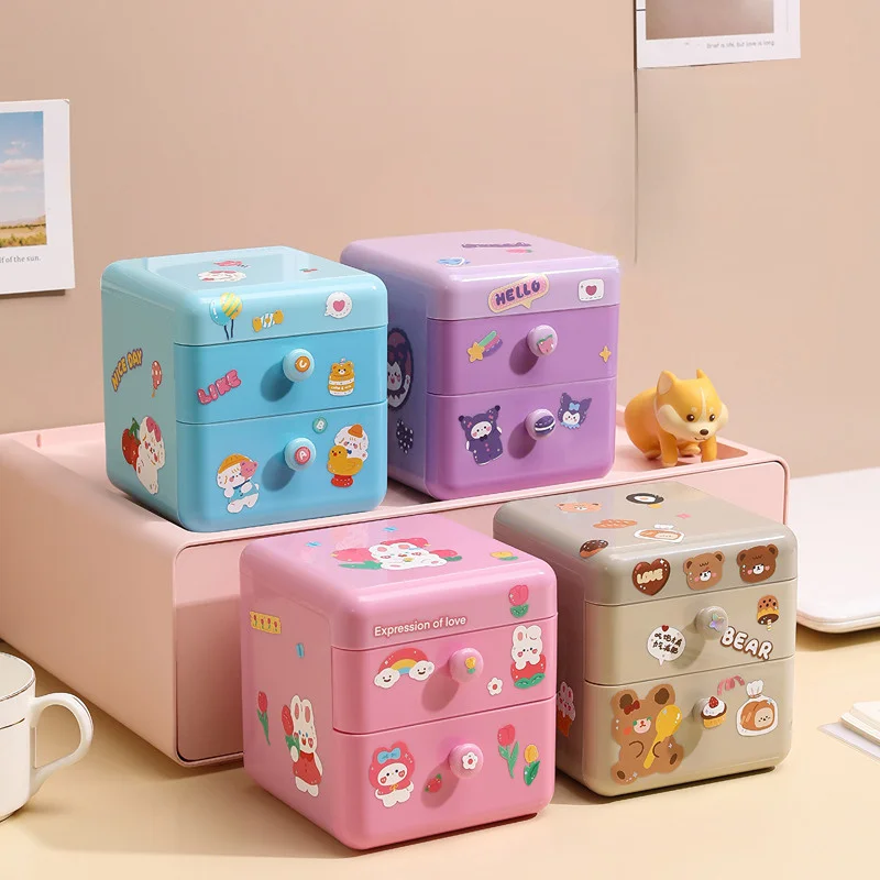 Cute Jewelry Storage Box Ring Box Student Desktop Stationery Storage Box Earring Organizer Necklace Holder