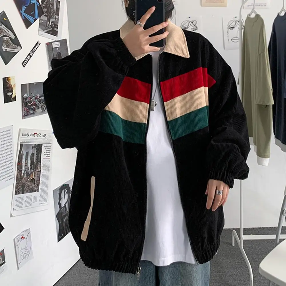 

2022 Autumn Women Corduroy Bomber Jacket Placket Coat Men Spring Autumn Loose Hip Hop Women's Winter Coat Jacket