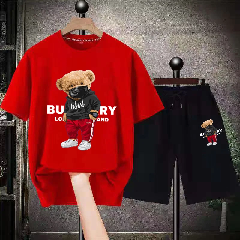 Summer Men Set Oversized Men Clothing Brand Printing TShirts Shorts Sets 2 Piece Outfits Sets For Men Streetwear Tracksuit