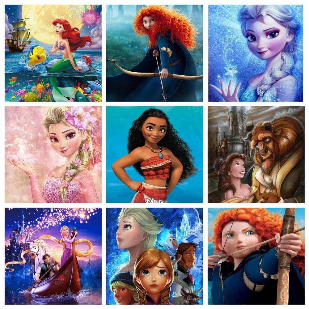 

Disney DIY Diamond Painting Cartoon Character Princess Cross Stitch Set Hand Inlaid Gifts Children's Room Home Wall Decoration