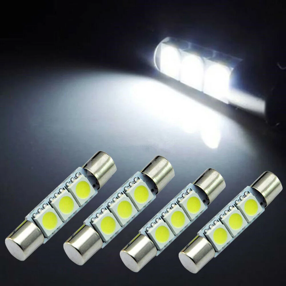 

4 шт. HID 3-SMD 31 мм 6641 предохранитель светильник пы s, лампы для зеркала для туалетного столика, фотолампы белого света 6000k-8000k 5050, светодиодные св...