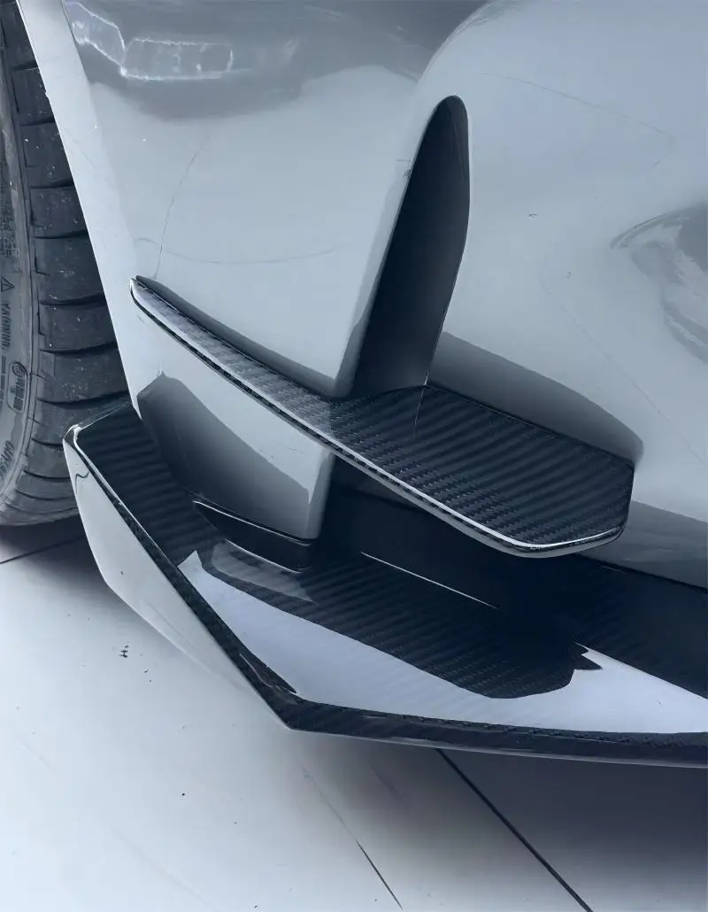 Фото Для BMW M3 M4 G80 G82 ReaI передний бампер из углеродного волокна автомобиля, вентиляционное отверстие, ветровой нож, автомобильные аксессуары, комплект кузова №3