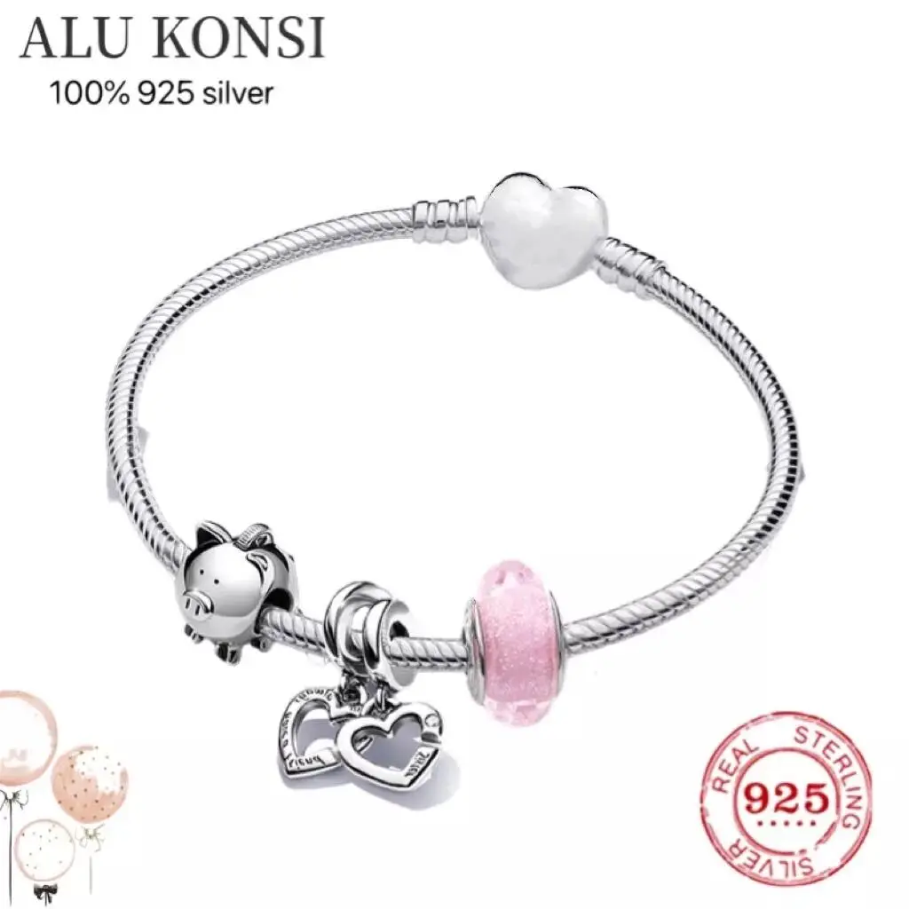 

Hot Sale fit Original pan Bracelet for Women Real 100% 925 Sterling Silver Chain Bangle Charms DIY high quality Jewelry
