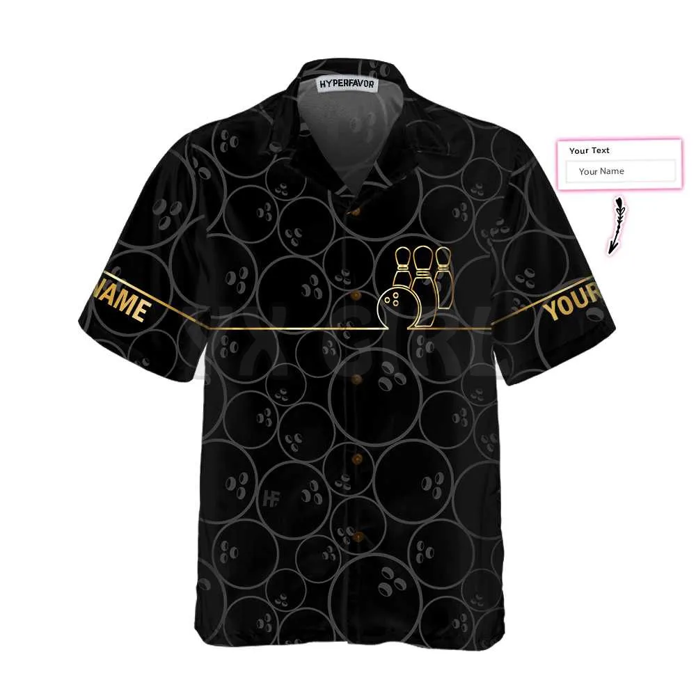 

Bowling Pattern And Golden Custom You 3D All Over Printed Hawaiian Shirt Men's For Women's Harajuku Casual Shirt Unisex