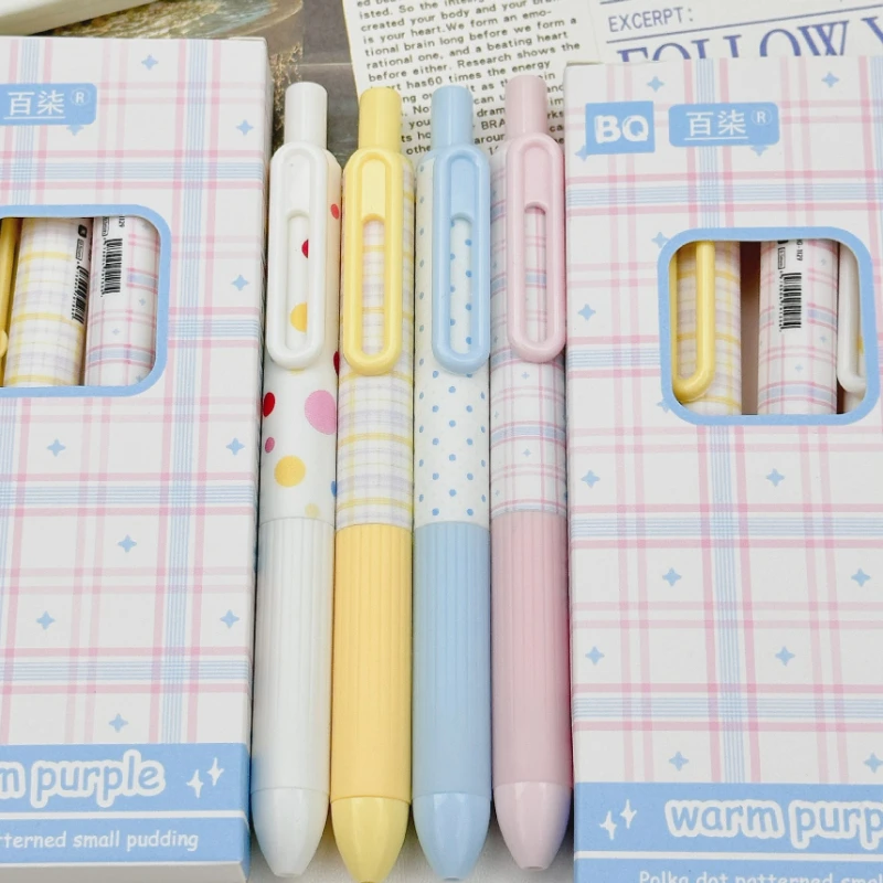 Фото Гелевая ручка Polka Dot Pixel Pudding, выдвижная, 0,5 мм, в стиле Ins Kawaii, с мультяшным дизайном, быстросохнущие черные чернила, для экзаменов, для студентов №3