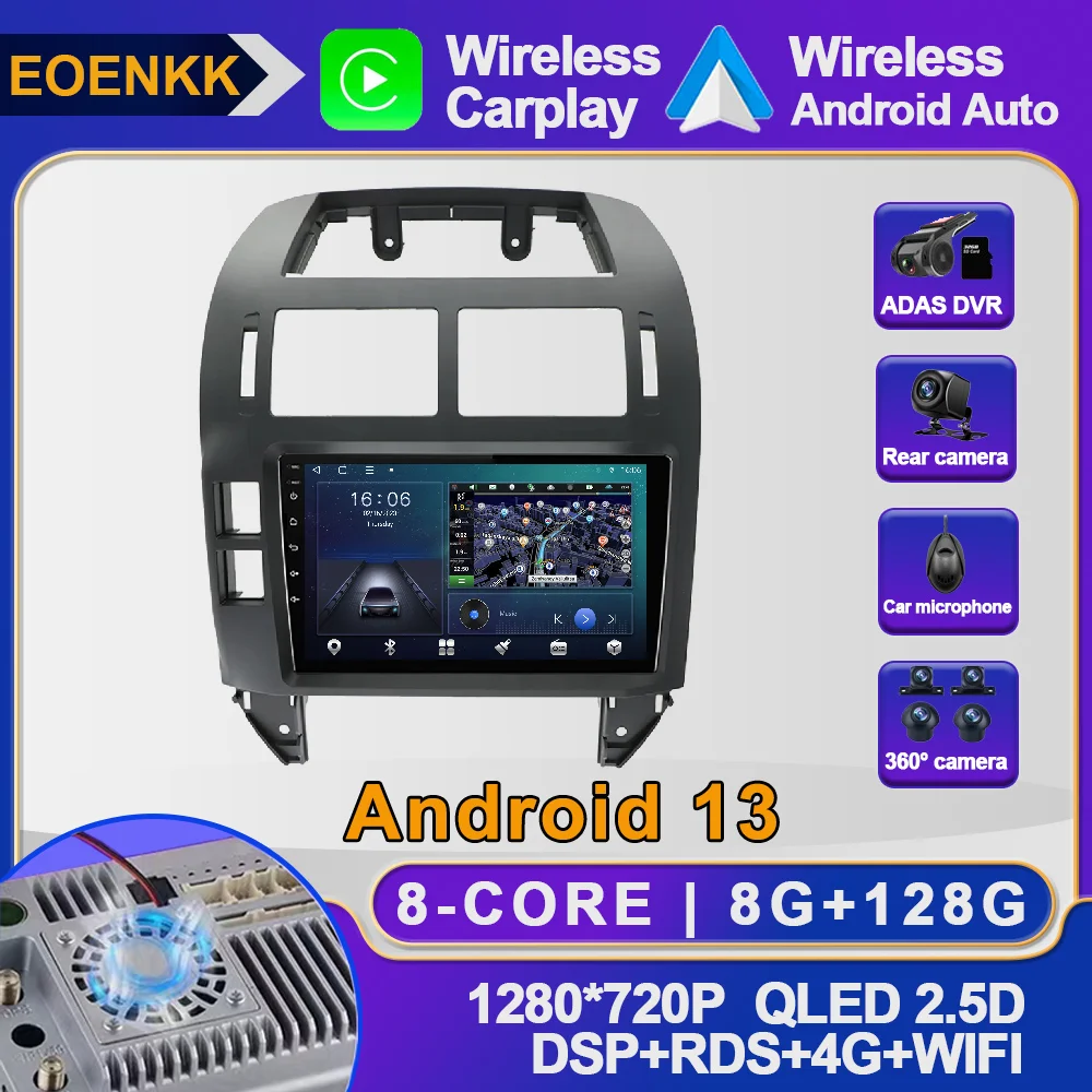 

Android 13 For Volkswagen Polo Mk4 2004 - 2009 Car Radio Autoradio Navigation GPS Multimedia DSP AHD SWC Player 4G WIFI No 2din