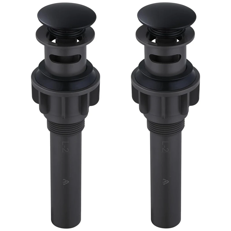 

2 Pack Bathroom Sink Drain With Overflow ABS -Up Drain Stopper Vanity Sink Clicker Drain Stopper