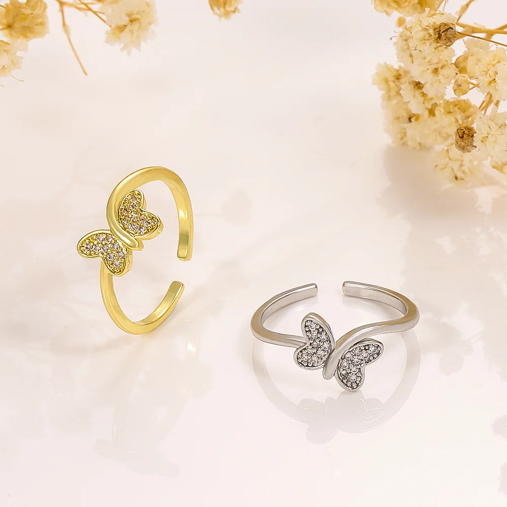 

Trendy Butterfly Ring for Women Fashion Rhinestone Butterfly Shaped Adjustable Rings Gift for Girlfriends Jewelry 2023 Trend