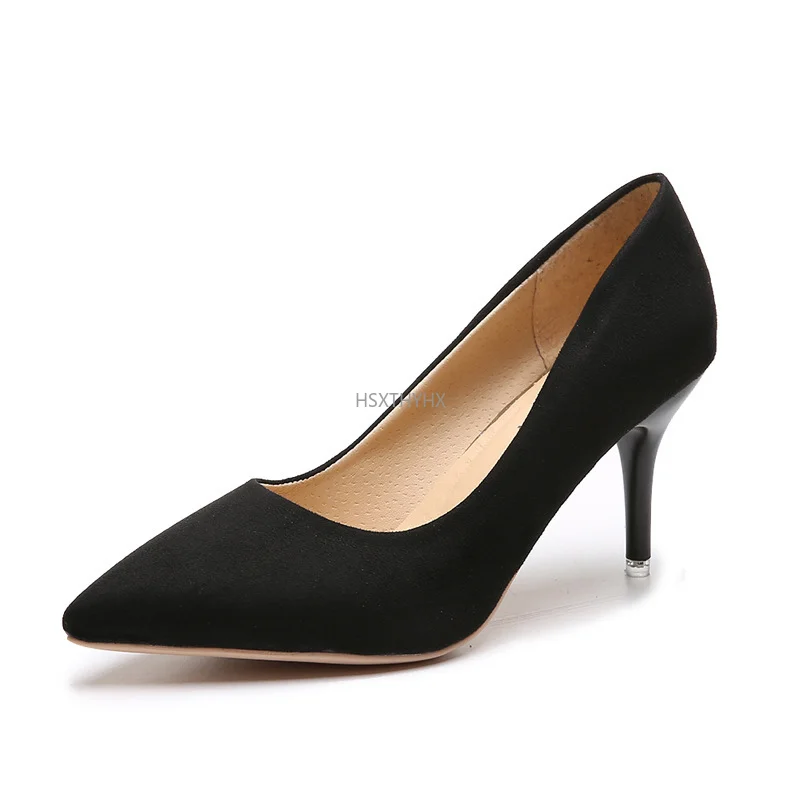 

2022 Autumn New Simple Elegant High Heels Stiletto Professional Single Shoes Womens Shoes Pointed Black Etiquette Wedding Shoes