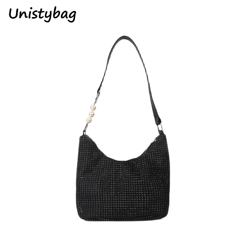 

Сумка Unistybag, блестящая женская сумка, модные сумки через плечо, сумка через плечо с цепочкой со стразами, новая сумка-мессенджер