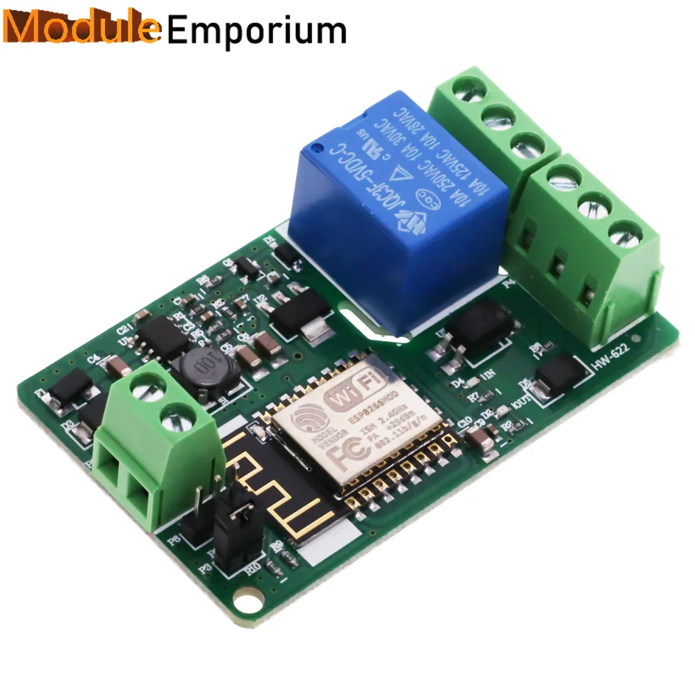 

Green ESP8266 Relay WIFI Module 10A 220V Network Input DC 7V~30V 4 Layers Board TVS Input Automatic Protection