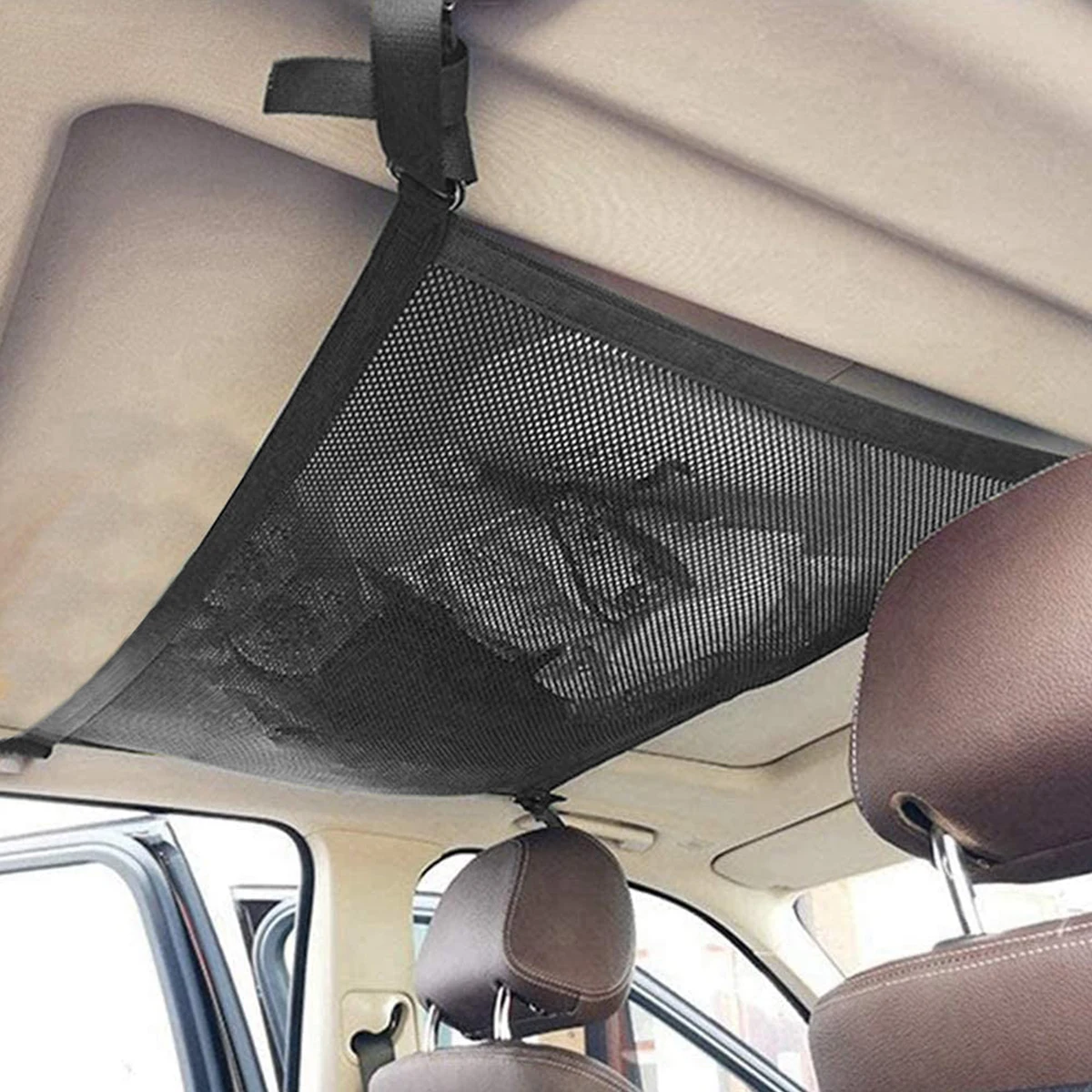 

Car Ceiling Cargo Net Double-layer Car Mesh Bag Strong Load-bearing Adjustable Cargo Storage Net with 4 Buckles 31.5 x 21.2in