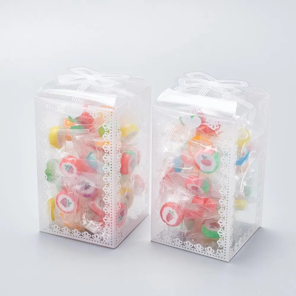 24Pcs Clear Plastic Boxes Bowknot Pattern Foldable Gift Display Box for Wedding Party Candy Jewelry Crafts Display Storage