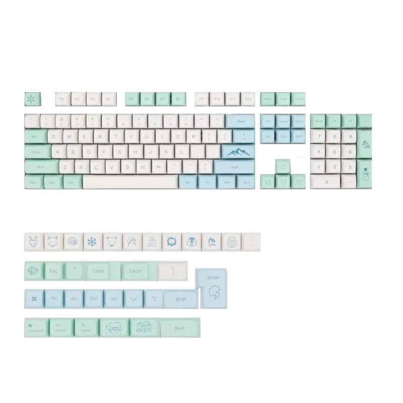 137 шт. колпачков XDA PBT с термосублимированным ледяным синим цветом для
