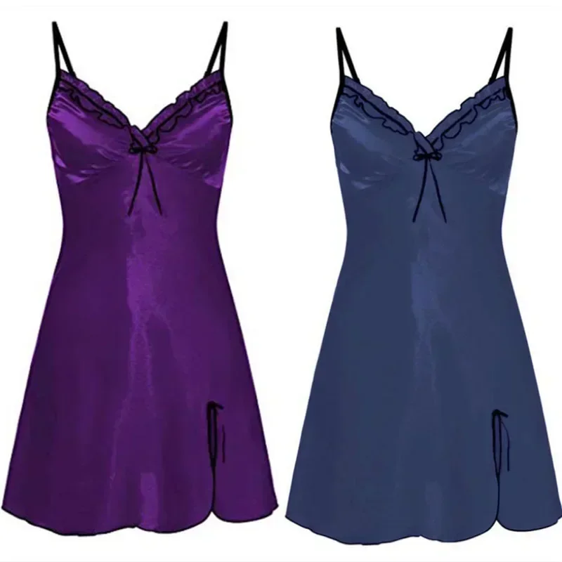 Пижамы-комбинации платье для сна сексуальное женское белье ночное на тонких