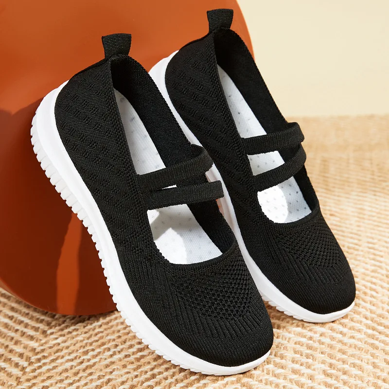 2023 New Spring Mary Jane Shoes for Women Summer Mesh Breathable Leisure Loafer Flat Shoes Female Soft Sole Mother's Shoes