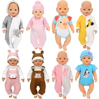 animals jumpsuit with hat outfits for 43 46cm newborn little baby dolls clothes 17 18 inch doll accessories onesies costumes