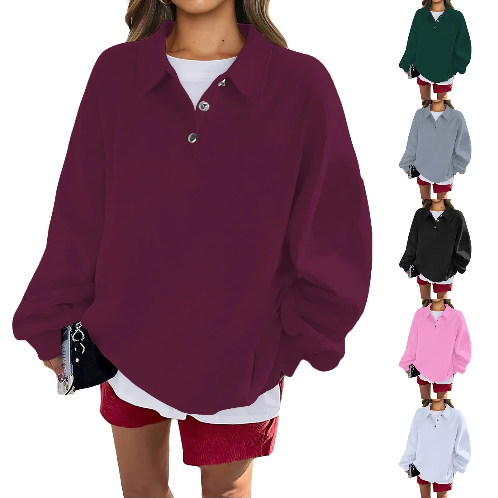 

Женская однотонная Толстовка Оверсайз с длинным рукавом, пуловер в стиле Харадзюку