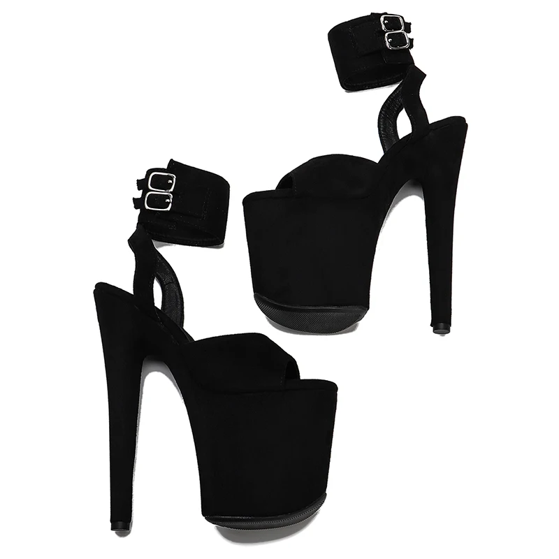 Leecabe 20cm/ 8inches  suede upper toe open  fashion sexy  platform high heel   sandals  pole dance shoes