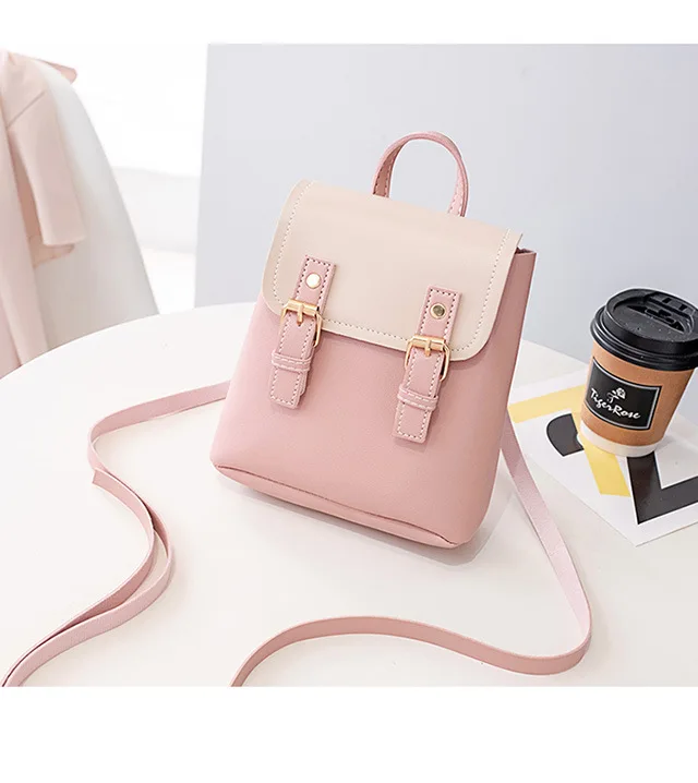 

PU Leather Women Small Backpack Fashion Splicing Hit Color Shoulder Bags School Bags for Teenage Girls Casual Ladies Backpack