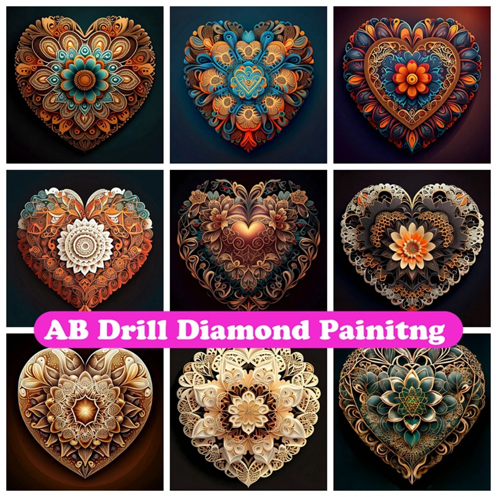 

Love Mandala Kaleidoscope 5D DIY AB Diamond Painting Embroidery Art Cross Stitch Picture Rhinestone Mosaic Home Decor 2023 New